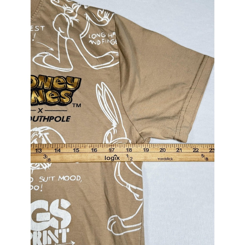 Looney Tunes Southpole Shirt Mens Medium Beige Bugs Bunny Blueprint Graphic Tee - Picture 6 of 8
